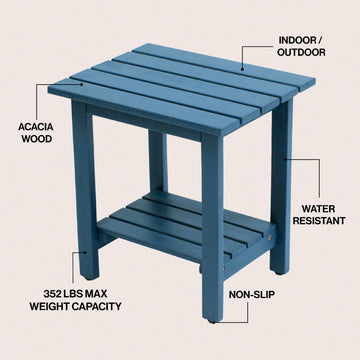 Kellie 16.1" Cottage Classic Slatted Solid Acacia Wood Indoor/Outdoor Shower Bench with Shelf